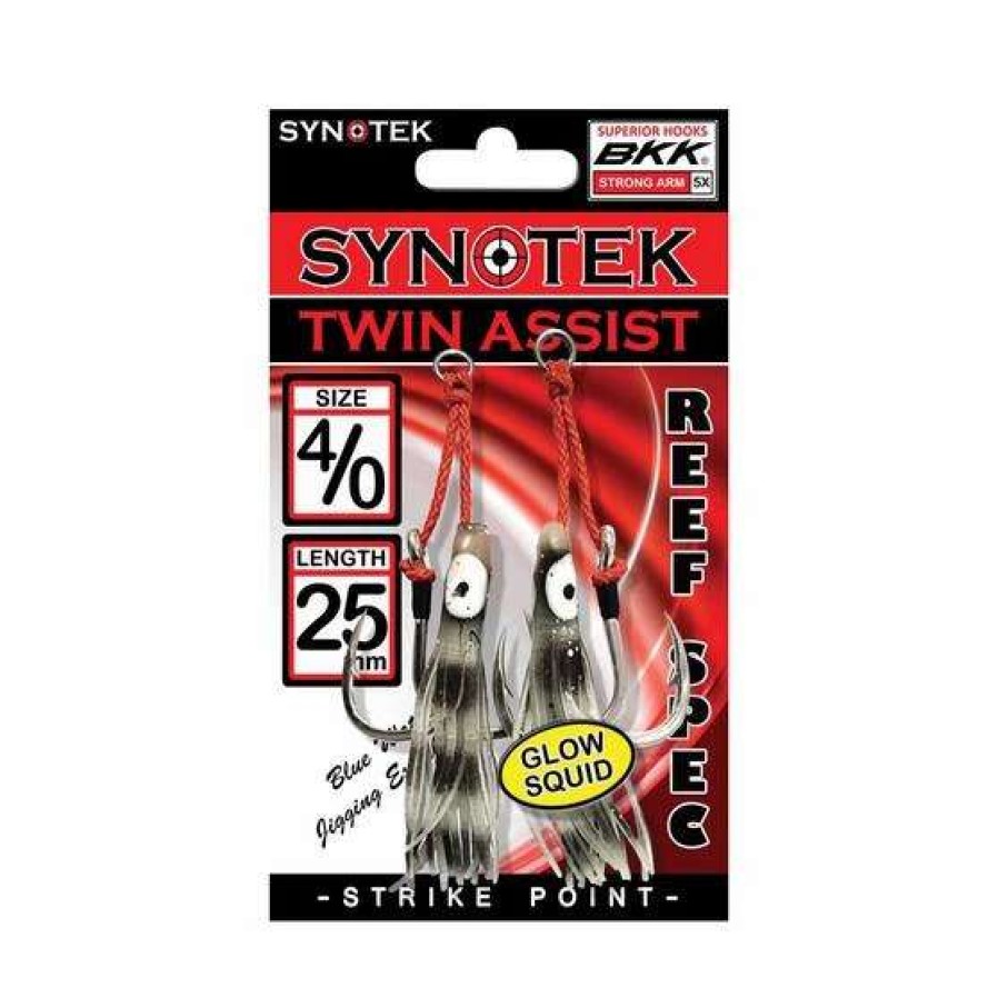 Fishing Tackle * | Synotek Twin Assist Hooks 4/0 2.5Cm Black Glow