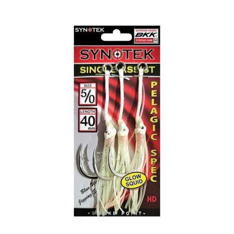 Fishing Tackle * | Synotek Single Assist Hooks 5/0 4.0Cm Full Glow