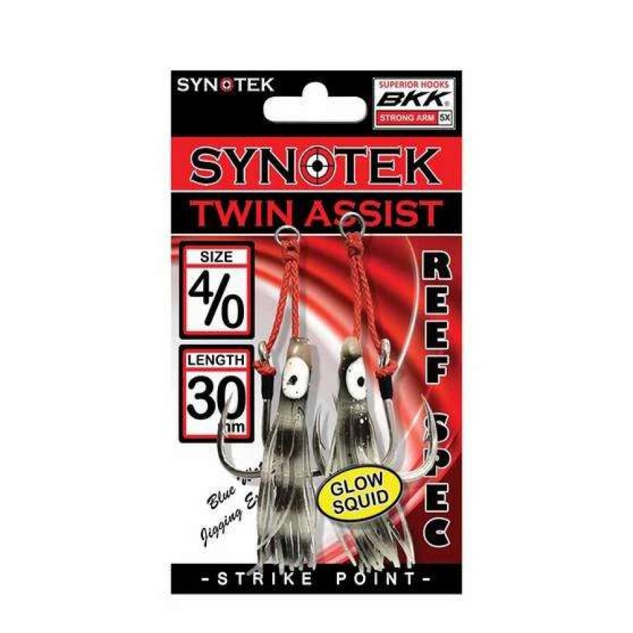 Fishing Tackle * | Synotek Twin Assist Hooks 4/0 3.0Cm Black Glow