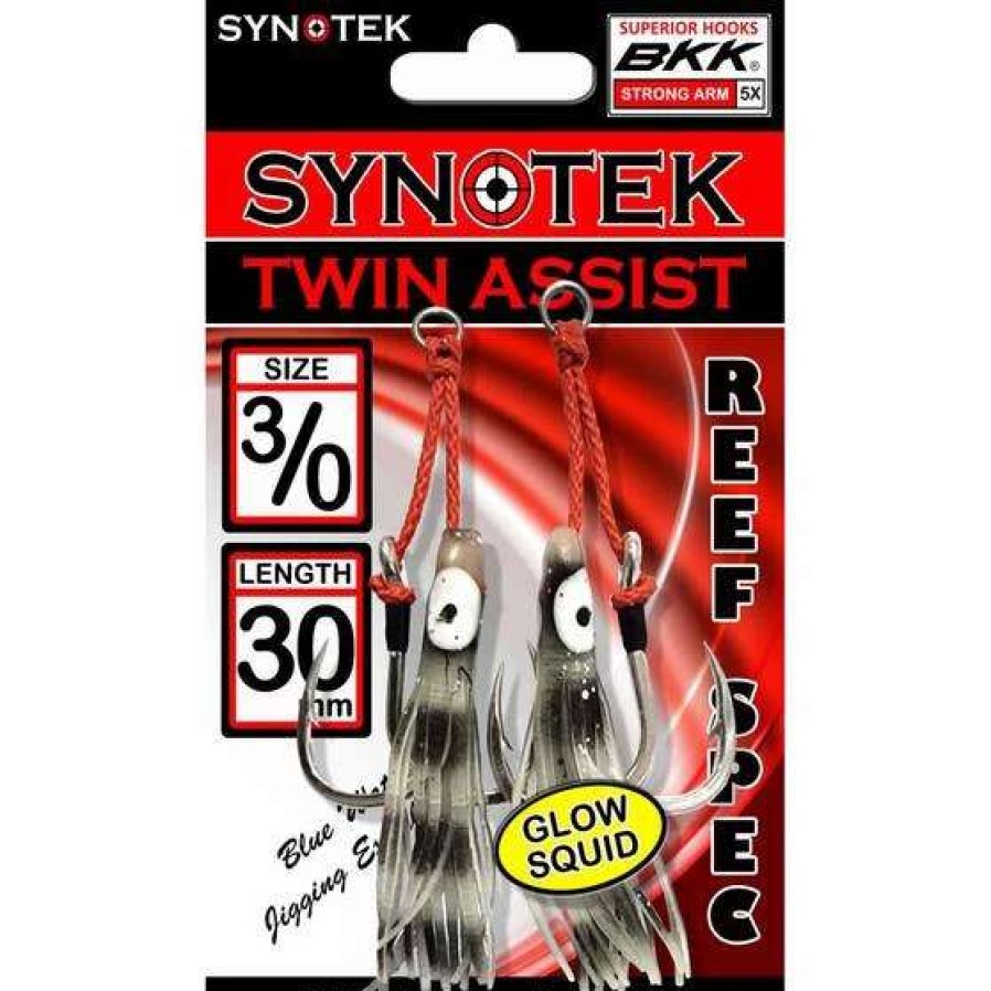 Fishing Tackle * | Synotek Twin Assist Hooks 3/0 3.0Cm Black Glow