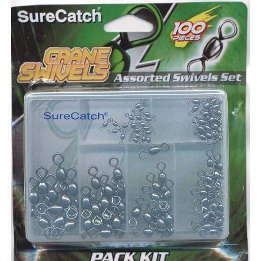 Fishing Tackle * | Surecatch Black Crane Swivel Assorted 100 Pack