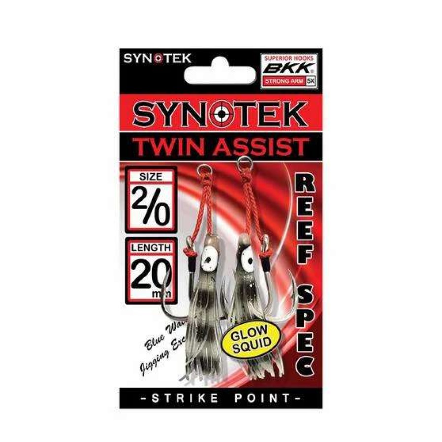 Fishing Tackle * | Synotek Twin Assist Hooks 2/0 2.0Cm Black Glow