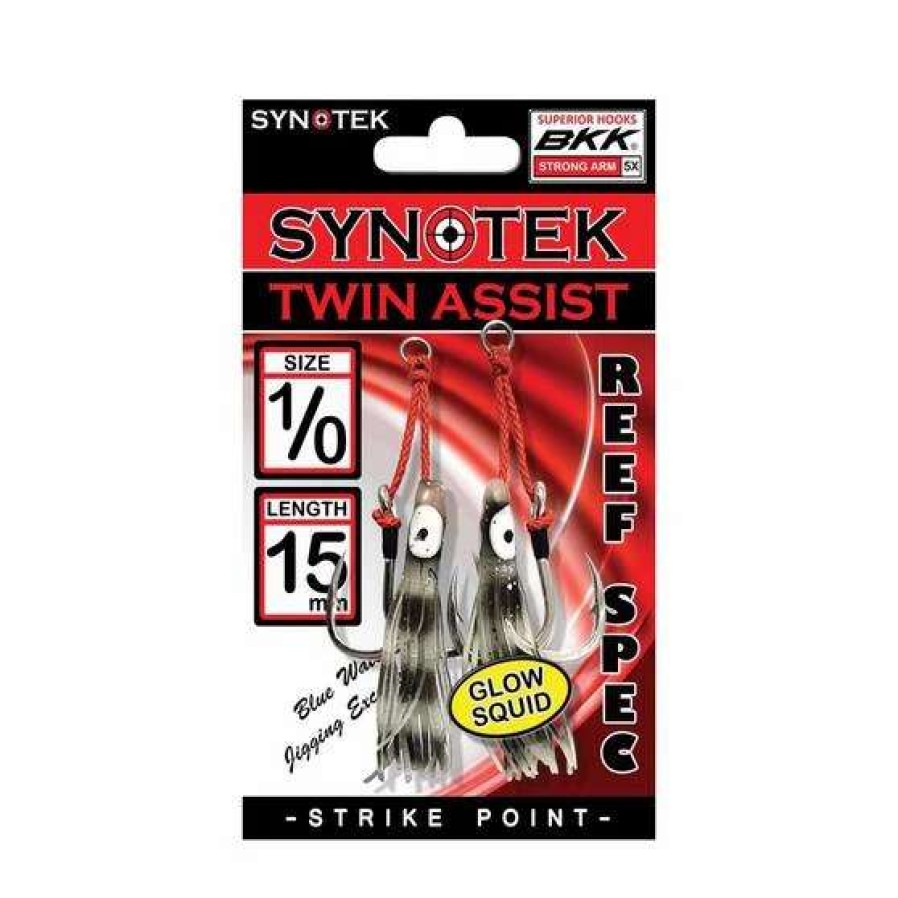 Fishing Tackle * | Synotek Twin Assist Hooks 1/0 1.5Cm Black Glow