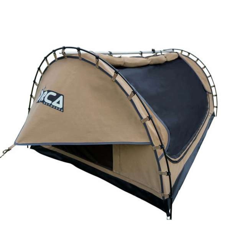 Other * | Orca Outdoors Deluxe Double Size Canvas Swag With 70Mm Mattress And Awning Poles Sand