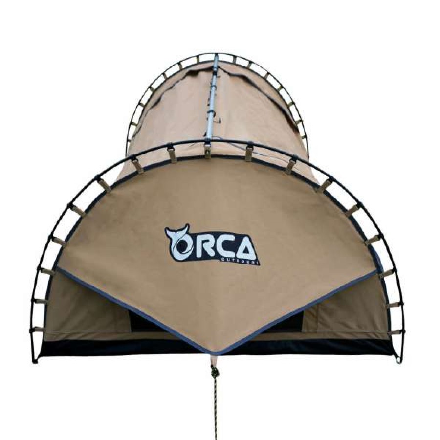 Other * | Orca Outdoors Deluxe Double Size Canvas Swag With 70Mm Mattress And Awning Poles Sand