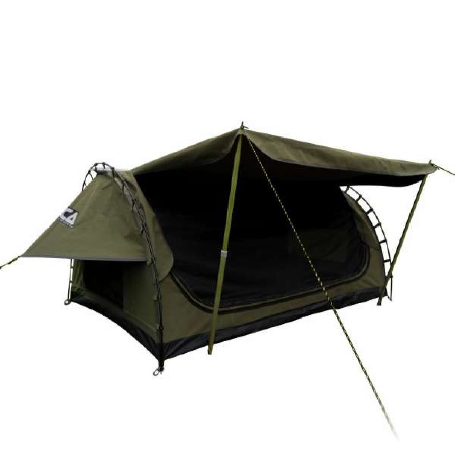 Other * | Orca Outdoors Deluxe Double Size Canvas Swag With 70Mm Mattress And Awning Poles Khaki