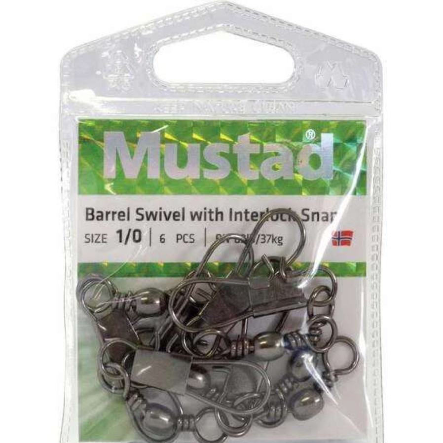 Fishing Tackle * | Mustad Barrel Black Inter Lock Swivel