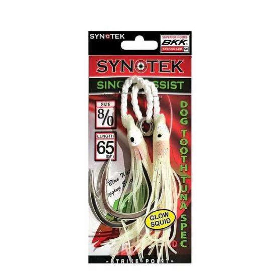 Fishing Tackle * | Synotek Single Assist Hooks 8/0 6.5Cm Full Glow