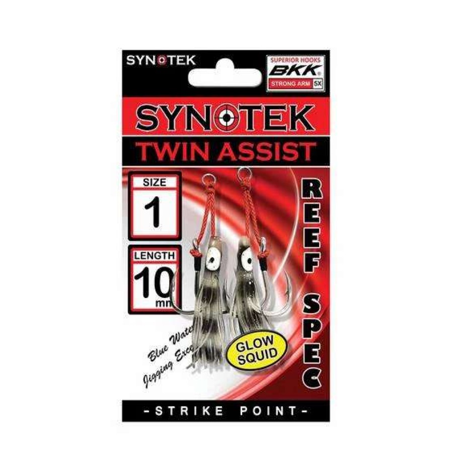 Fishing Tackle * | Synotek Twin Assist Hooks 1 1.0Cm Black Glow